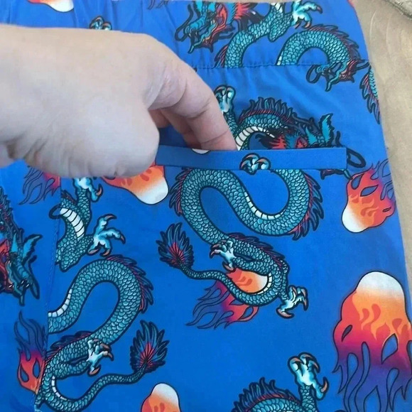 KENZO Blue Dragons Orange Fire Bermudas Shorts Boys Sz 12 - Picture 9 of 10